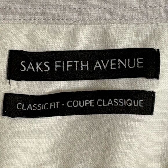 Saks Fifth Avenue White Linen Classic Fit Short Sleeve Men XL Button Down Shirt. - Picture 8 of 11